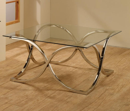 Piper - Piper Curved X-shaped Coffee Table Nickel and Clear