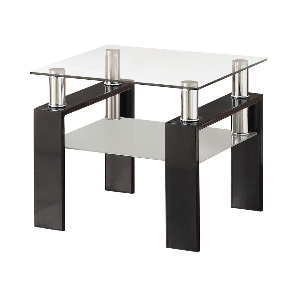 Dyer - Dyer Tempered Glass End Table with Shelf Black