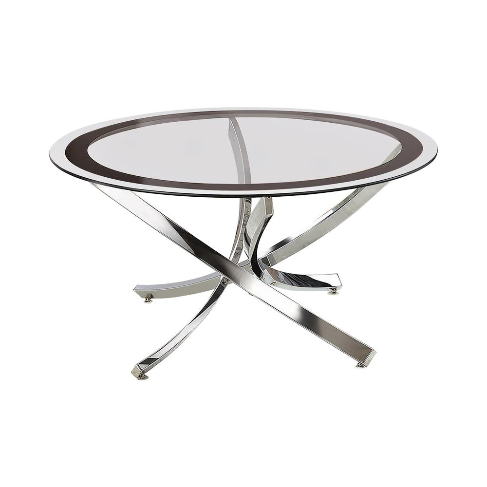 Brooke - Brooke Glass Top Coffee Table Chrome and Black