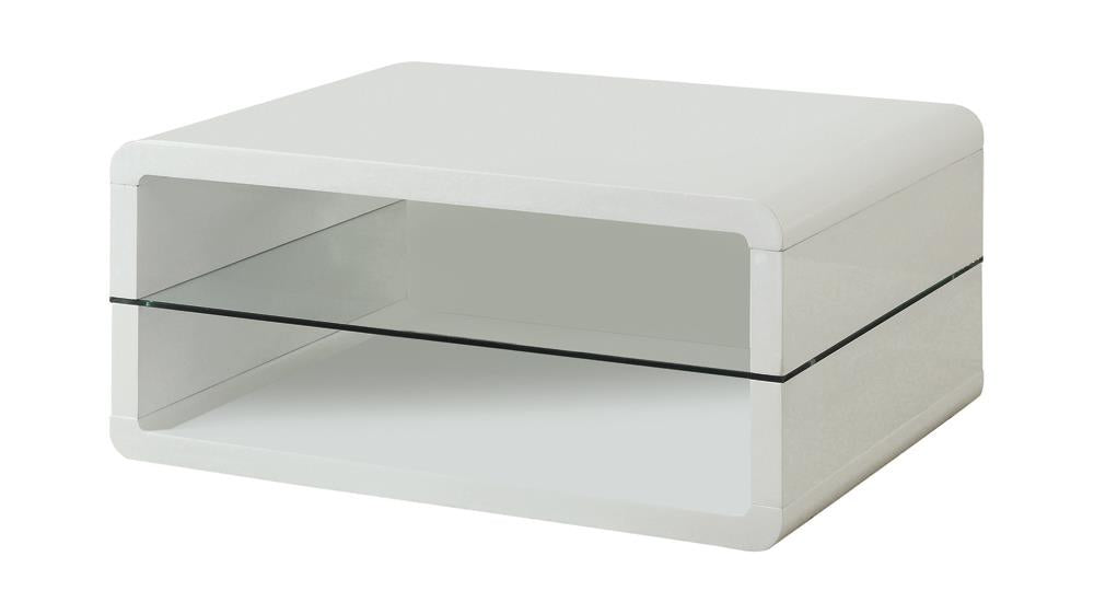 Elana - Elana Rectangle 2-shelf Coffee Table Glossy White
