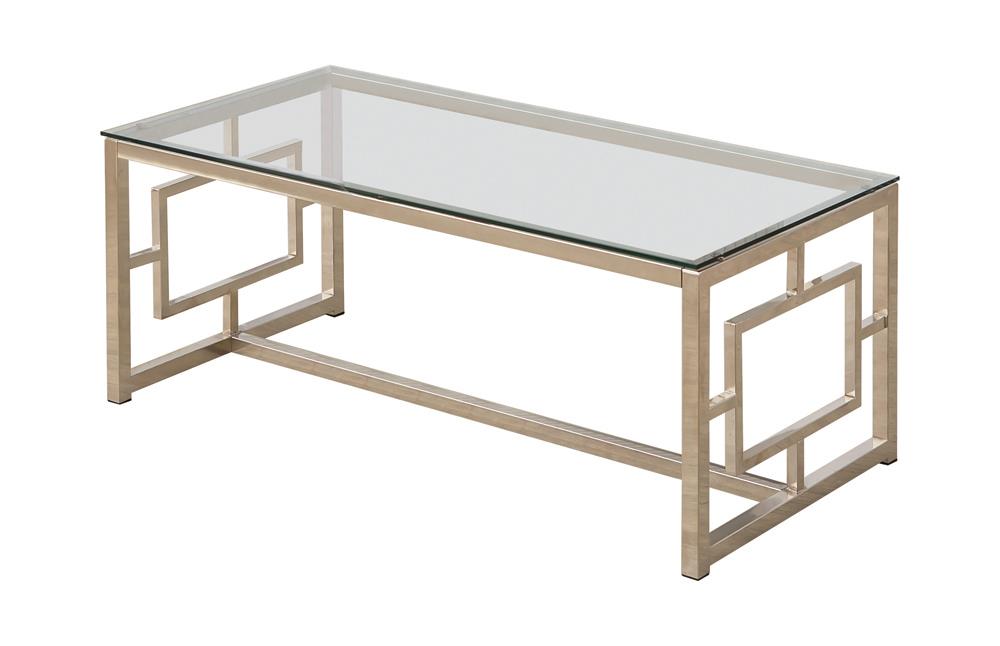 Merced - Merced Rectangle Glass Top Coffee Table Nickel