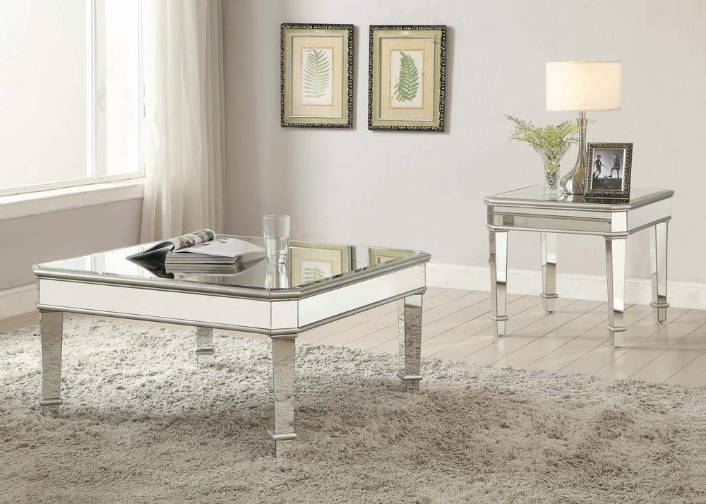 Eisley - Eisley Square Beveled Top End Table Silver