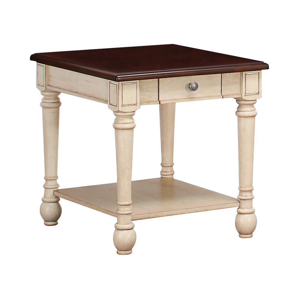 Layla - Layla Rectangular End Table Dark Cherry and Antique White