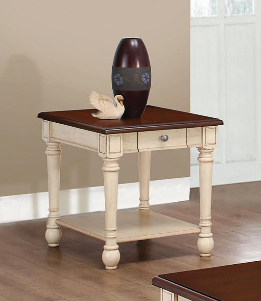 Layla - Layla Rectangular End Table Dark Cherry and Antique White