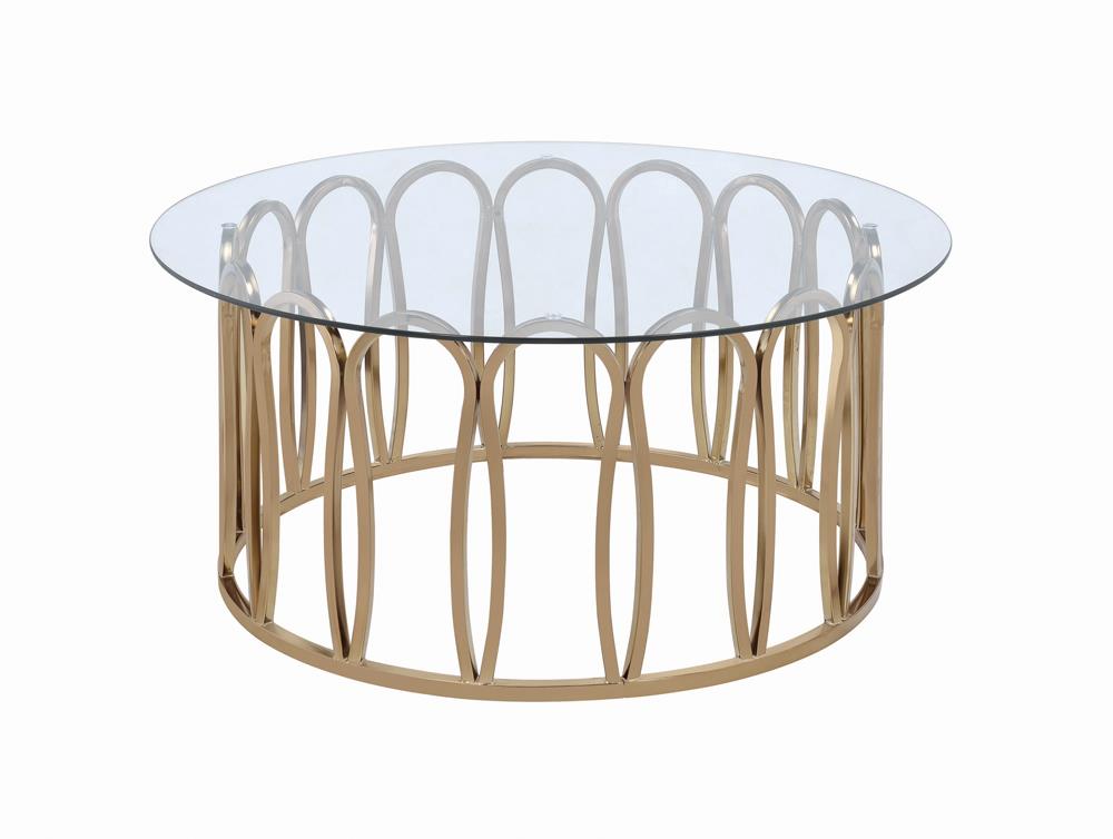 Monett - Monett Round Coffee Table Chocolate Chrome and Clear