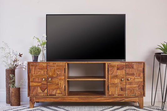 Chole - 4-door TV Console Natural Sheesham
