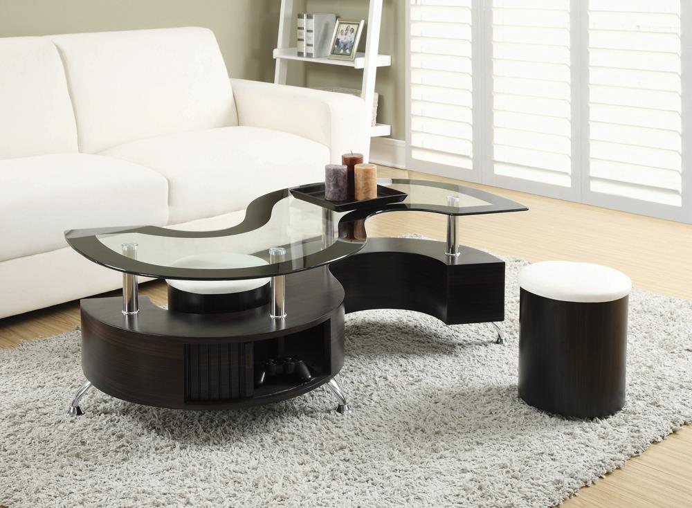 Buckley - Buckley 3-piece Coffee Table and Stools Set Cappuccino