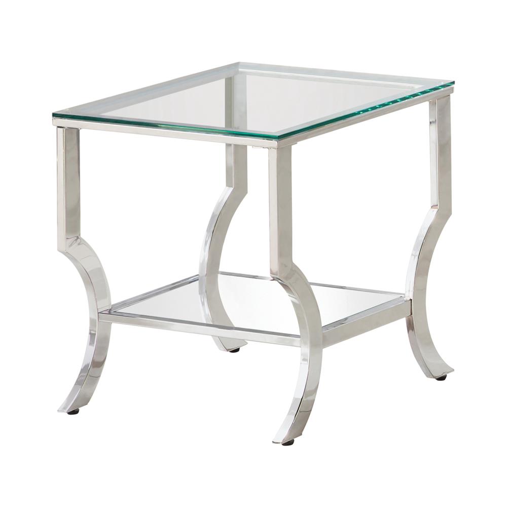 Saide - Saide Square End Table with Mirrored Shelf Chrome