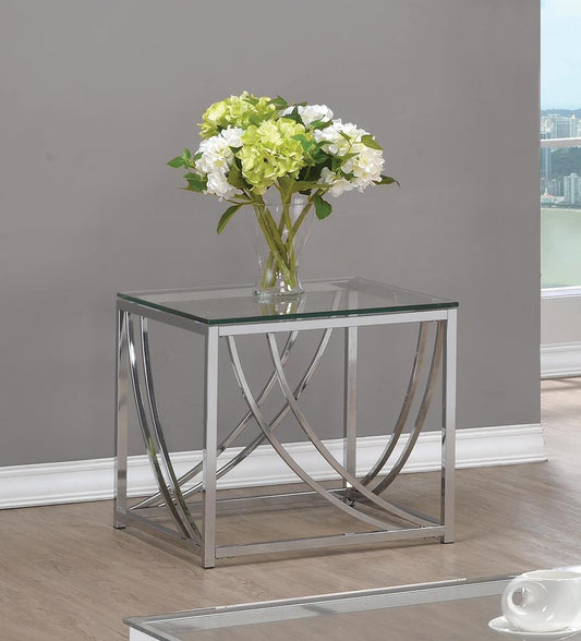 Lille - Lille Glass Top Square End Table Accents Chrome