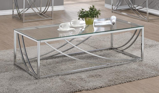Lille - Lille Glass Top Rectangular Coffee Table Accents Chrome