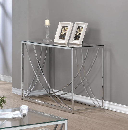 Lille - Lille Glass Top Rectangular Sofa Table Accents Chrome