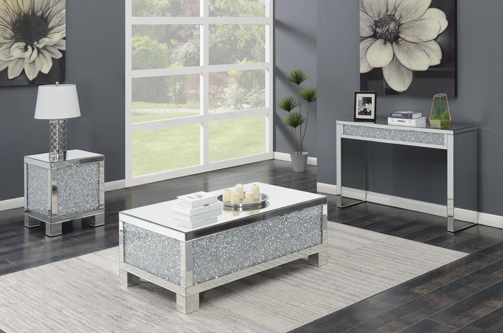 Gillian - Gillian Square End Table Silver and Clear Mirror