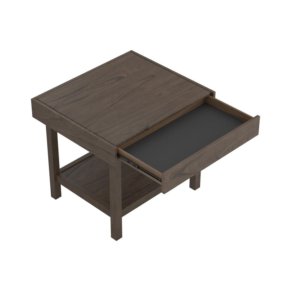 Owen - Owen Rectangle End Table with Shelf Wheat Brown