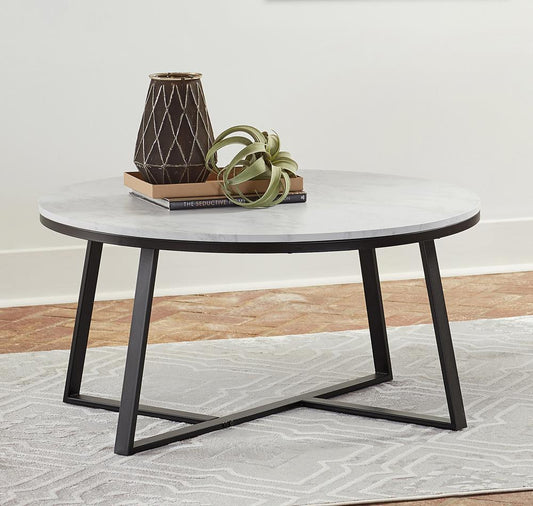Hugo - Hugo Round Coffee Table White and Matte Black