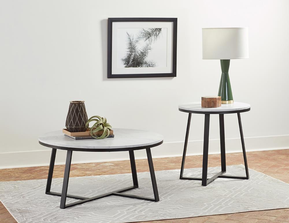 Hugo - Hugo Round Coffee Table White and Matte Black