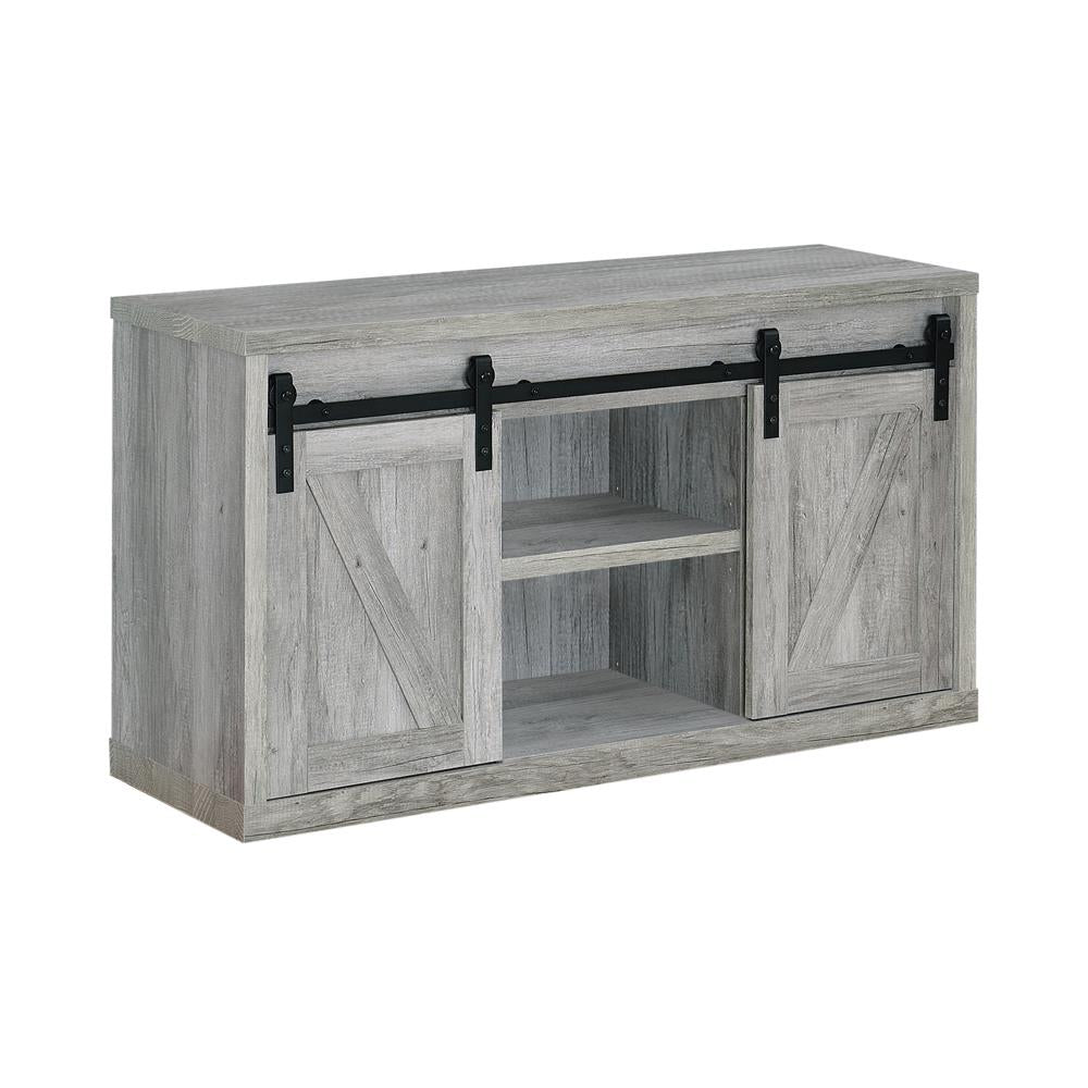 Brockton - Brockton 48-inch 3-shelf Sliding Doors TV Console Grey Driftwood