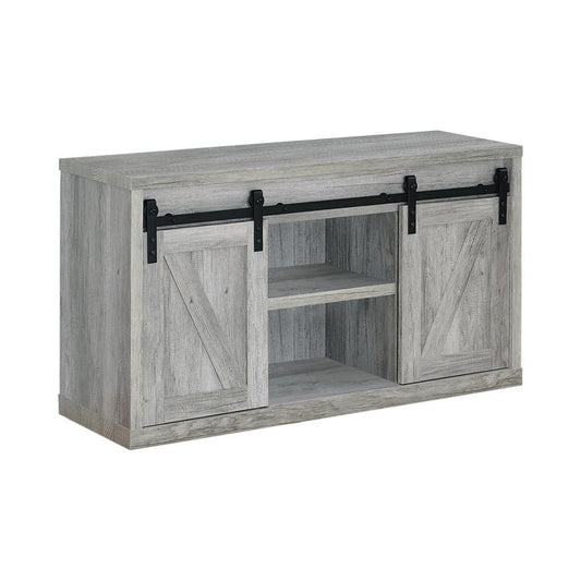 Brockton - Brockton 48-inch 3-shelf Sliding Doors TV Console Grey Driftwood