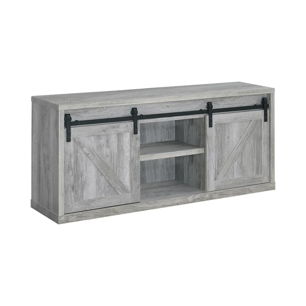 Brockton - Brockton 59-inch 3-shelf Sliding Doors TV Console Grey Driftwood