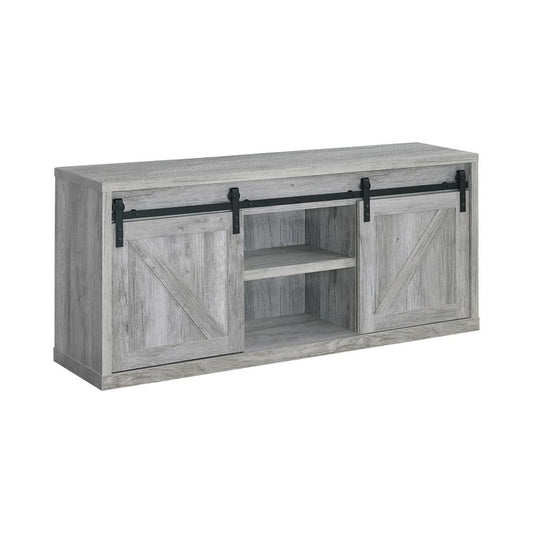 Brockton - Brockton 59-inch 3-shelf Sliding Doors TV Console Grey Driftwood