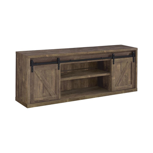 Brockton - Brockton 71-inch 3-shelf Sliding Doors TV Console Rustic Oak