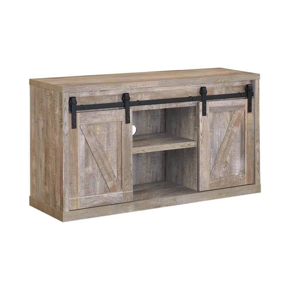 Brockton - Brockton 48-inch 3-shelf Sliding Doors TV Console Weathered Oak