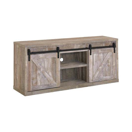 Brockton - Brockton 59-inch 3-shelf Sliding Doors TV Console Weathered Oak