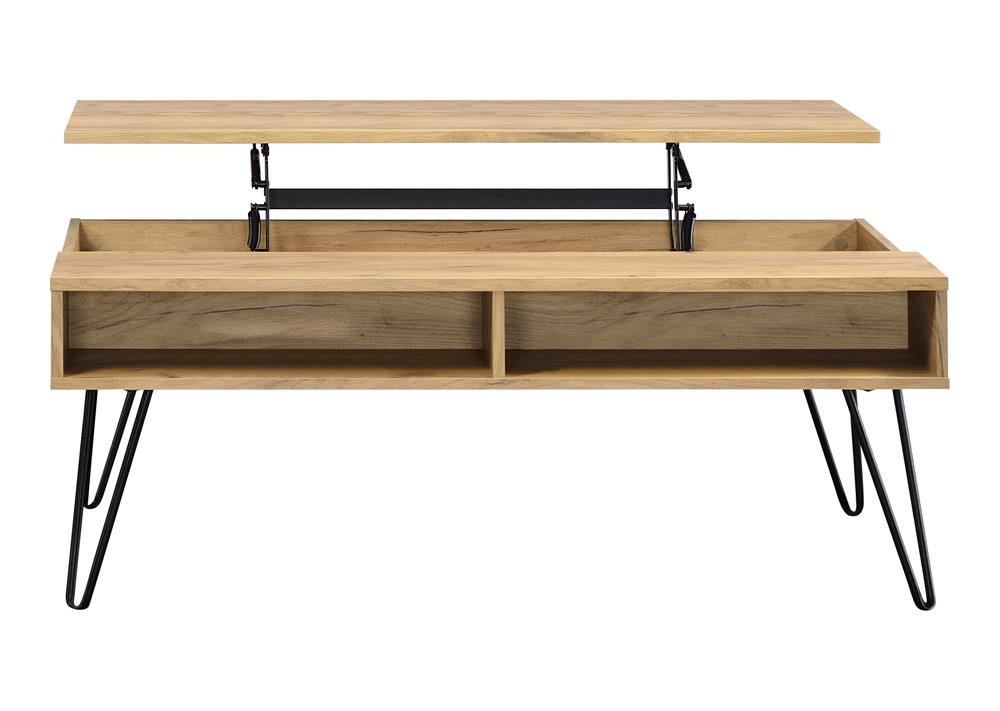 Fanning - Fanning Lift Top Storage Coffee Table Golden Oak and Black