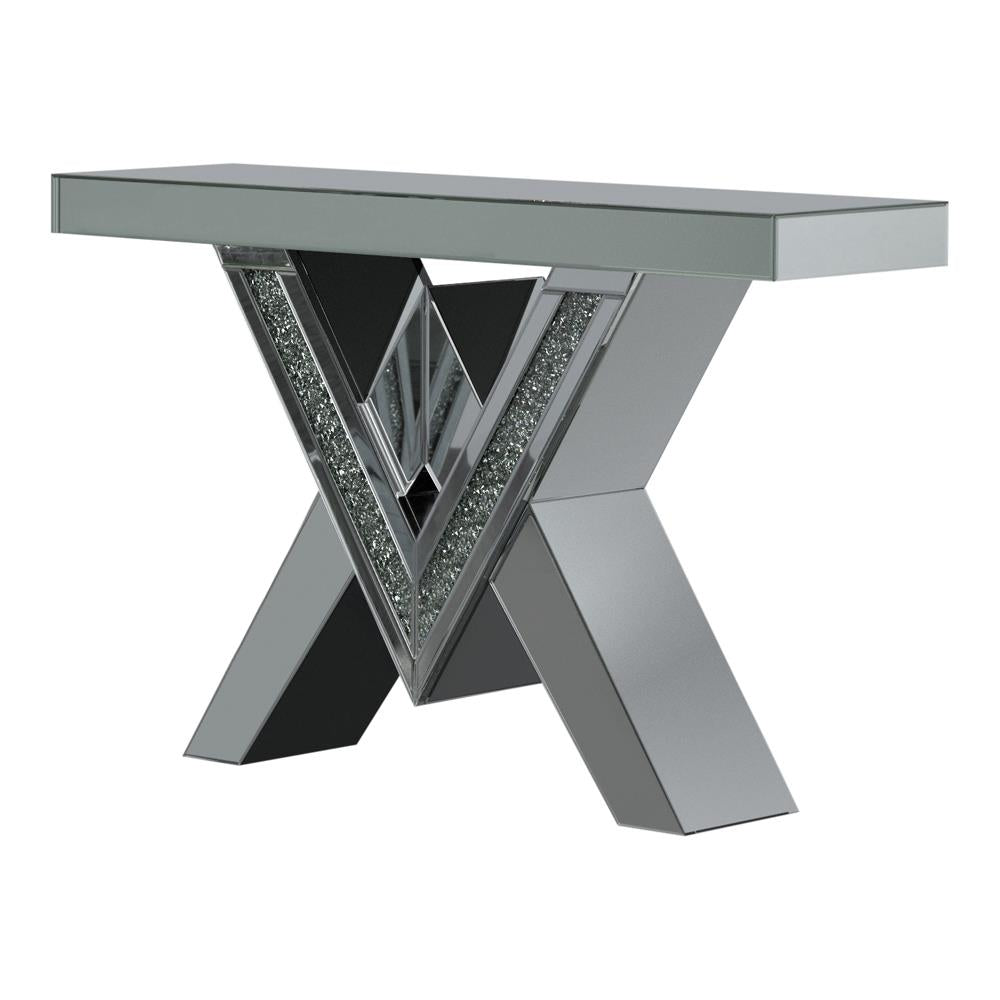 Taffeta - Taffeta V-shaped Sofa Table with Glass Top Silver