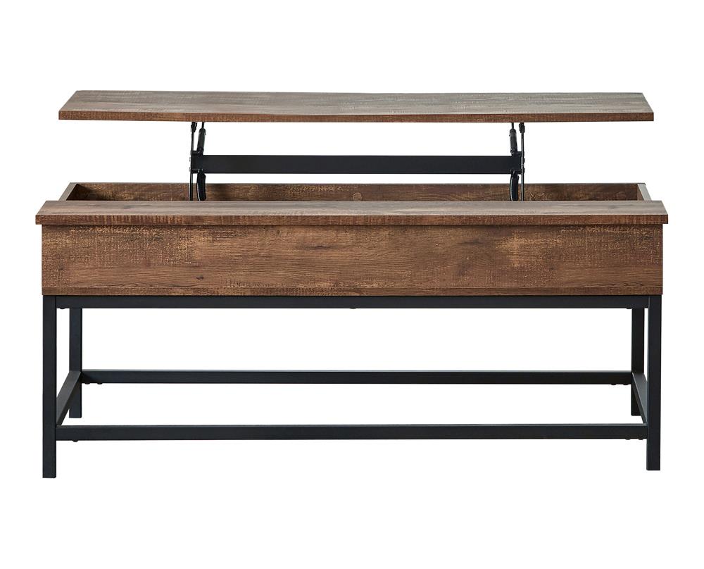 Byers - Byers Black Coffee Table with Hidden Storage Brown Oak and Sandy Black
