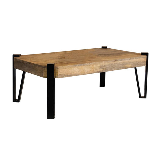 Winston - Winston Wooden Rectangular Top Coffee Table Natural and Matte Black