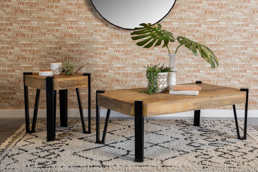 Winston - Winston Wooden Rectangular Top Coffee Table Natural and Matte Black