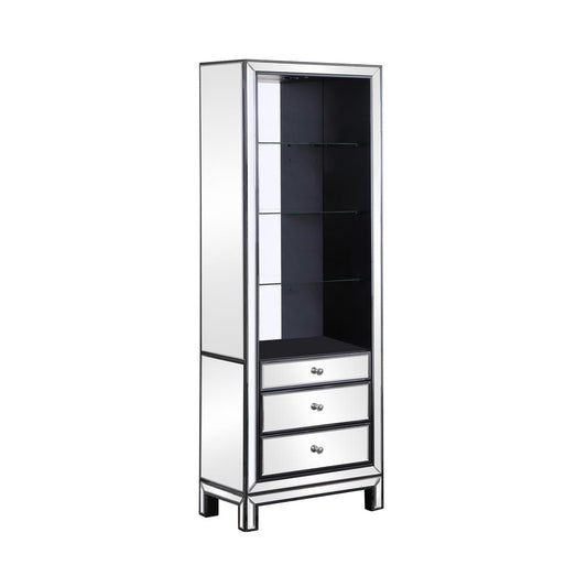 Natalia - 3-drawer Media Tower Black Titanium and Silver