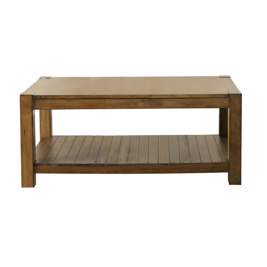 Isaiah - Rectangular Coffee Table with Lower Shelf Rustic Brown