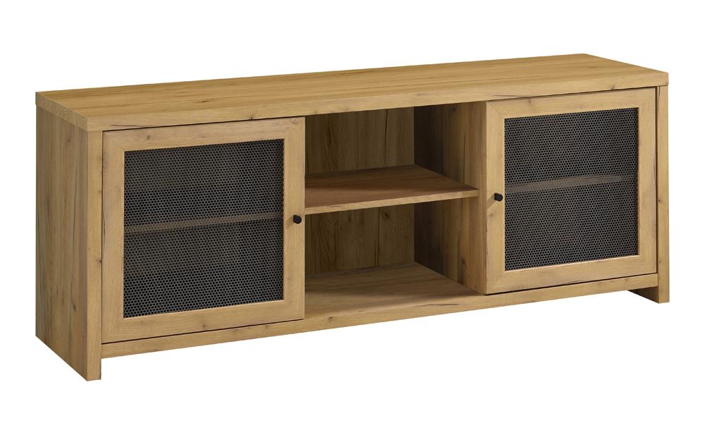 Bristol - Bristol Mesh Door Rectangular TV Console Golden Oak and Gunmetal