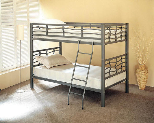 Fairfax - Fairfax Twin over Twin Bunk Bed with Ladder Light Gunmetal