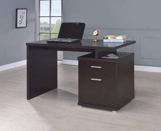 Irving - Irving 2-drawer Office Desk with Cabinet Cappuccino