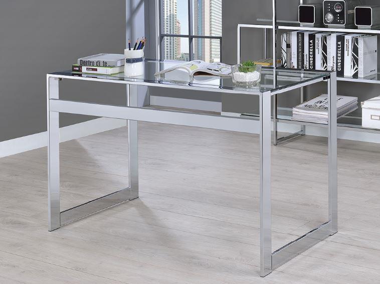 Hartford - Hartford Glass Top Writing Desk Chrome