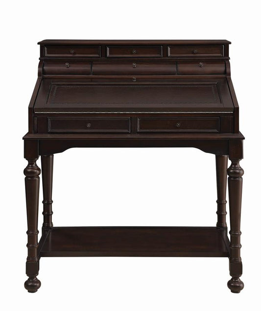 Milo - Milo 10-drawer Secretary Desk Warm Brown
