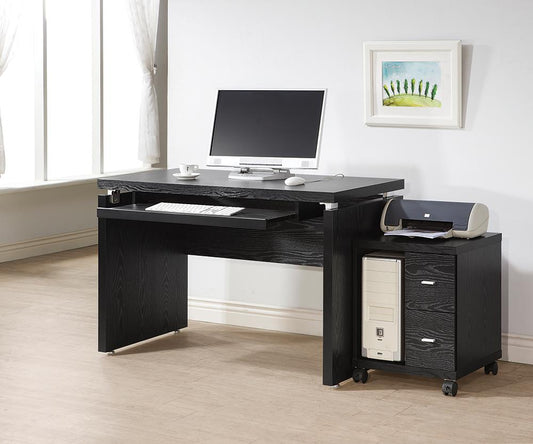 Russell - Russell Computer Desk with Keyboard Tray Black Oak