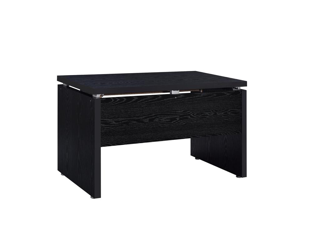 Russell - Russell Computer Desk with Keyboard Tray Black Oak