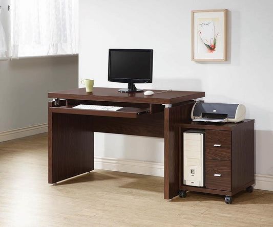 Russell - Russell Computer Desk with Keyboard Tray Medium Oak