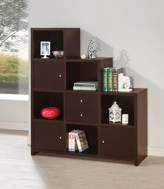 Spencer - Spencer Bookcase with Cube Storage Compartments Cappuccino