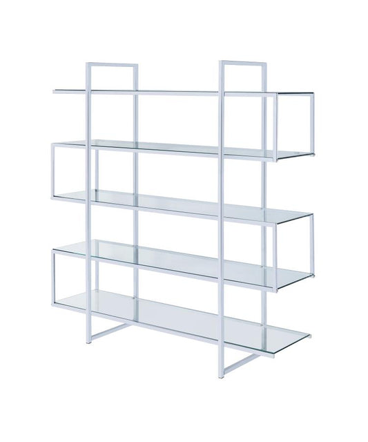 Elmer - 5-shelf Bookcase Chrome and Clear
