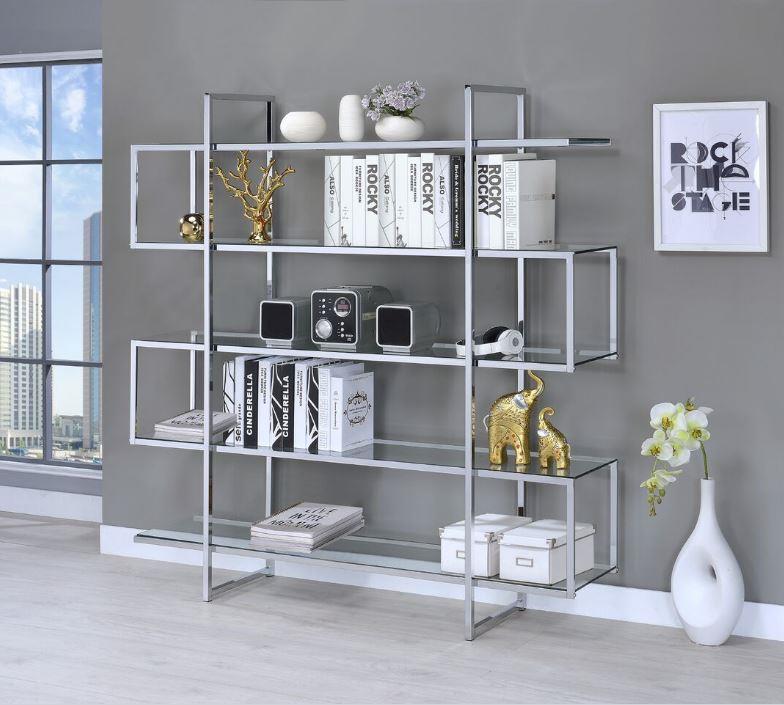 Elmer - 5-shelf Bookcase Chrome and Clear