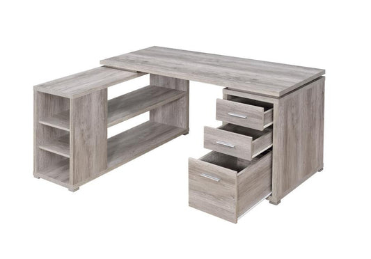 Yvette - Yvette L-shape Office Desk Grey Driftwood