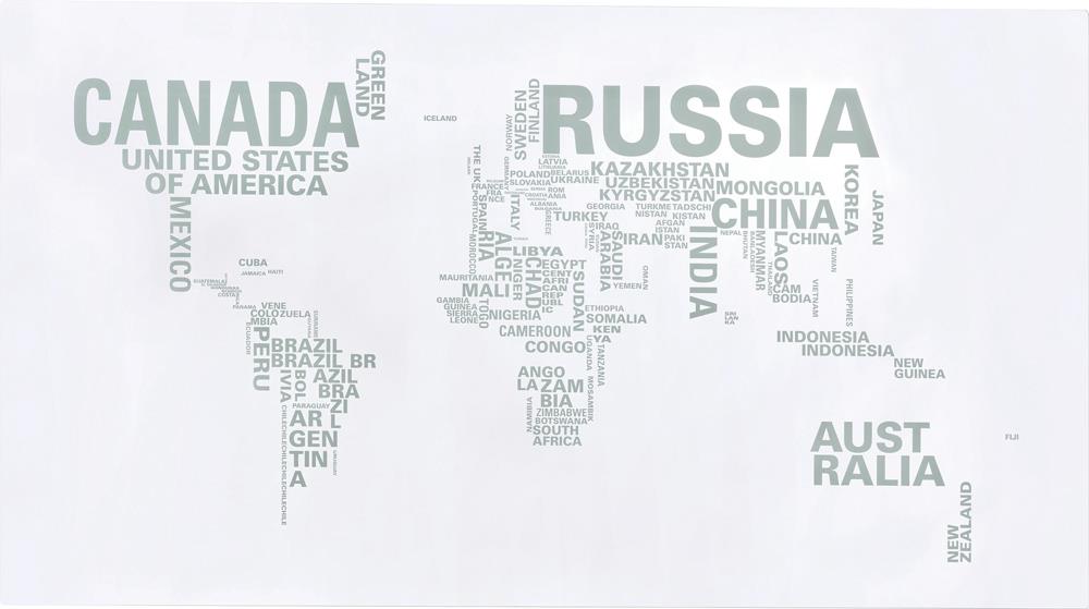 Patton - Patton World Map Writing Desk Nickel and Printed Clear