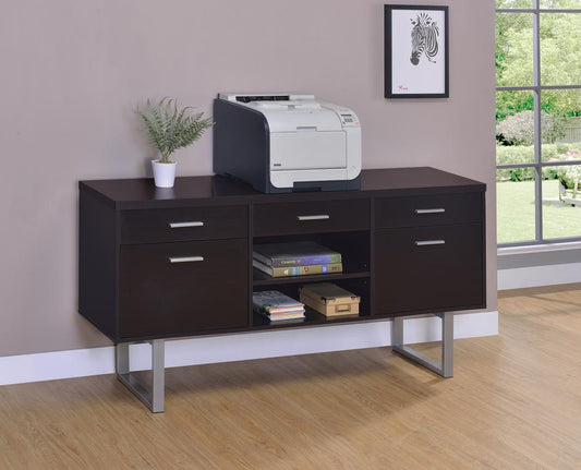 Lawtey - Lawtey 5-drawer Credenza with Adjustable Shelf Cappuccino