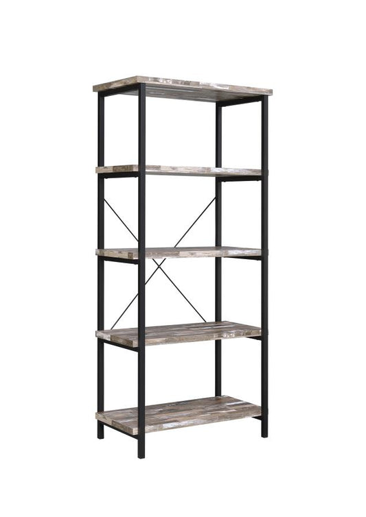 Kemper - Kemper 4-shelf Bookcase Salvaged Cabin and Black