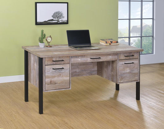 Samson - Samson 4-drawer Office Desk Weathered Oak