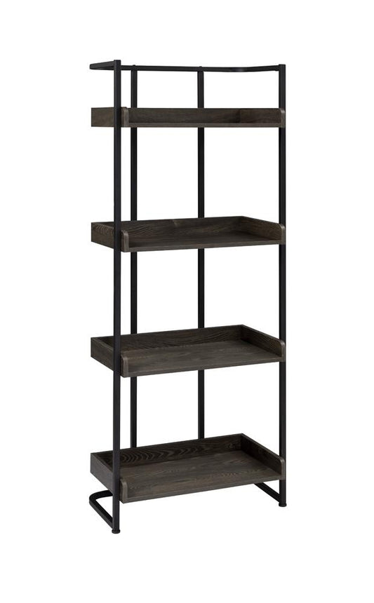 Ember - Ember 4-shelf Bookcase Dark Oak and Sandy Black